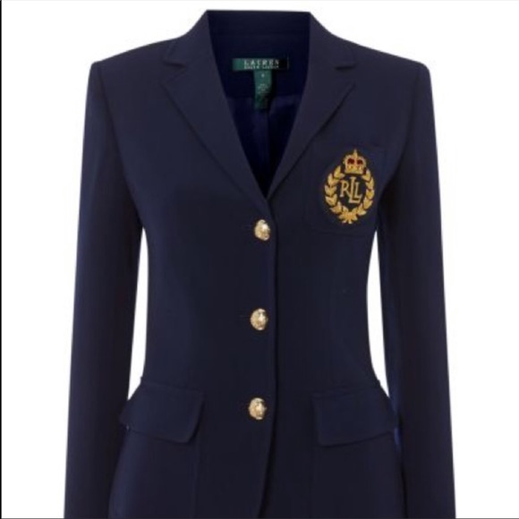 Lauren Ralph Lauren Jackets & Blazers - Ralph Lauren Navy Wool Blazer with Raised Crest